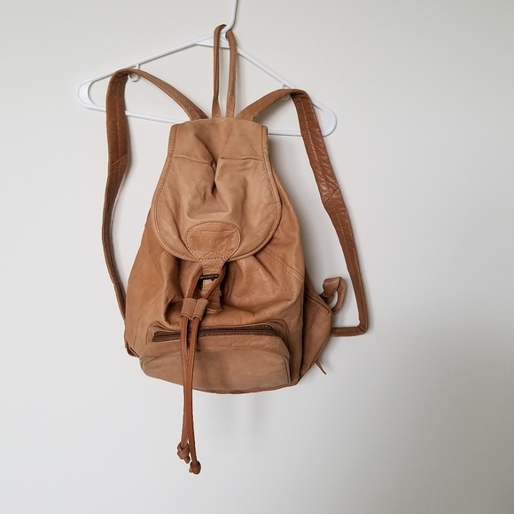 leather camel backpack